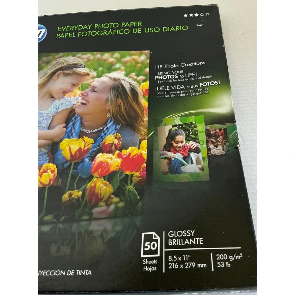 HP Everyday Photo Paper Glossy Inkjet 8.5x11 Aprox. 40 Sheets Q8723A 53lb 200gsm
